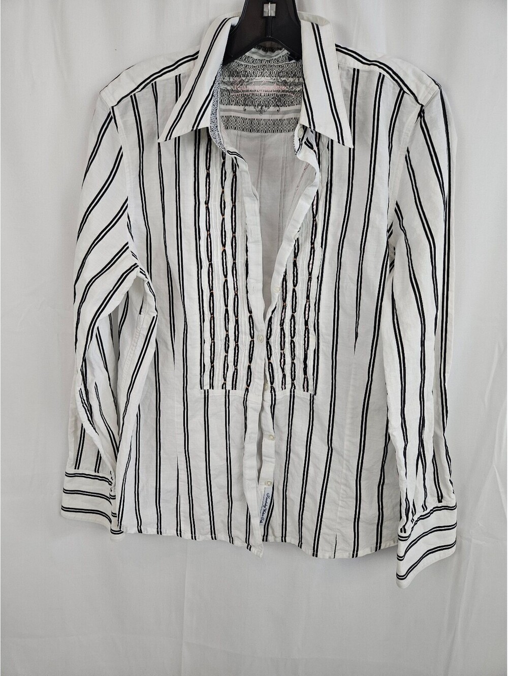 Robert Grahm White and Black Striped Button-Up Shirt XL